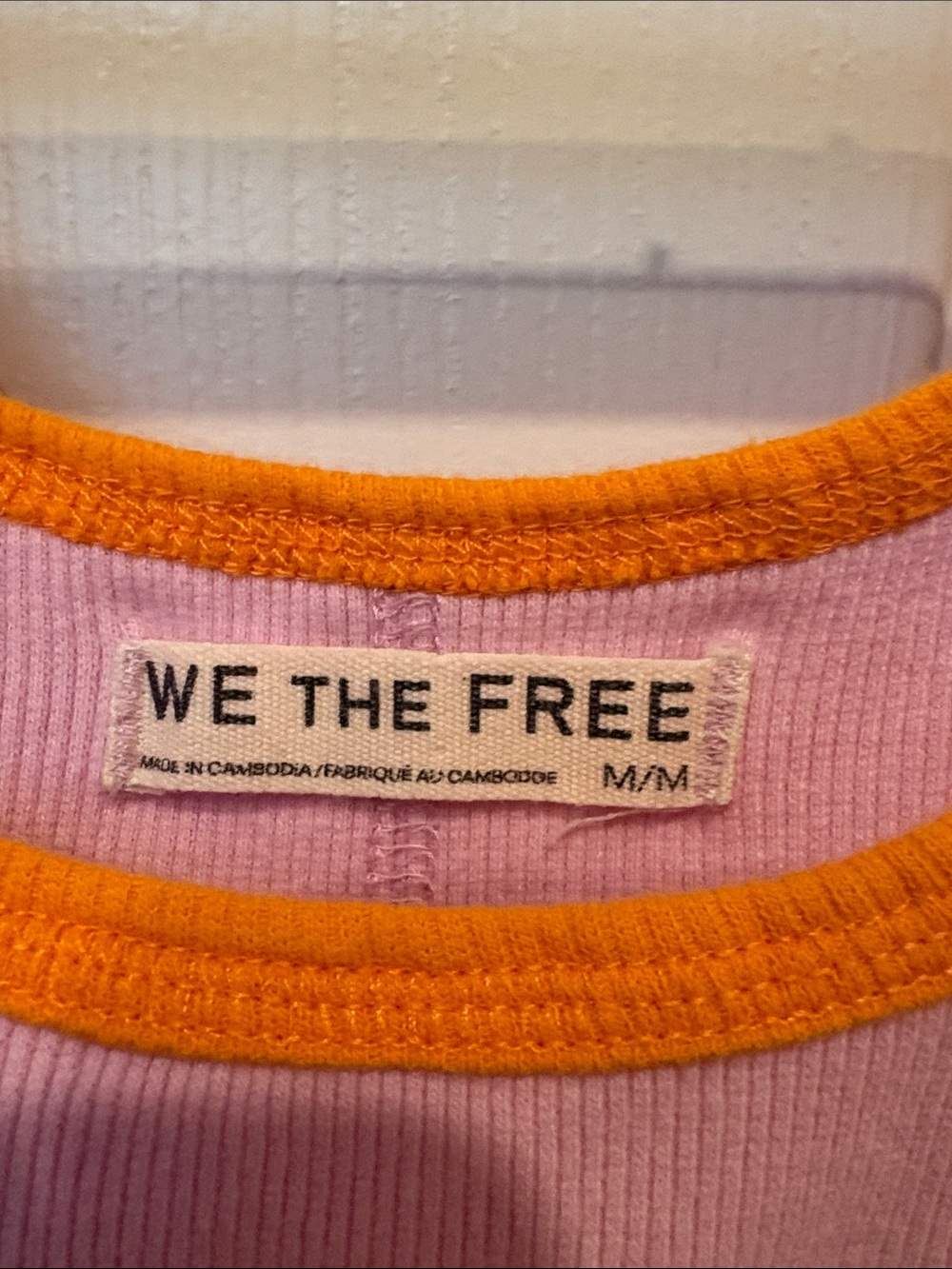 We The Free Pink Ribbed Tank with Orange Trim - Picture 2 of 3